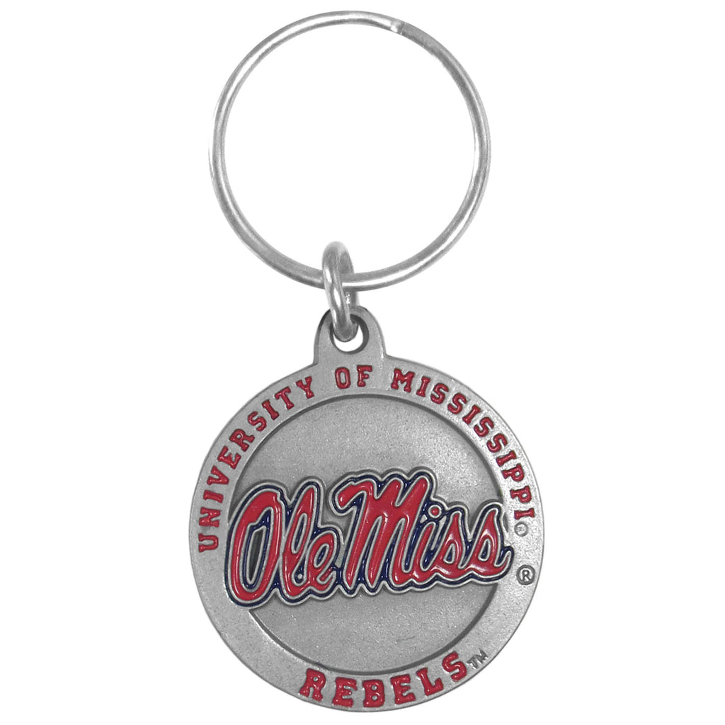 Mississippi Rebels Ole Miss 3-D Metal Key Chain NCAA Licensed (Round)