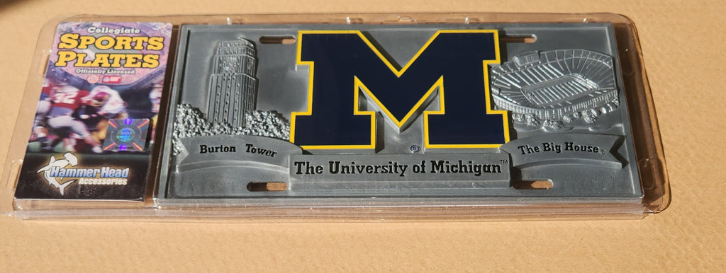 Michigan Wolverines Solid Metal 3D Collector License Plate NCAA Licensed