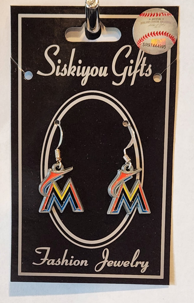 Miami Marlins Dangle Earrings (Zinc) MLB Jewelry
