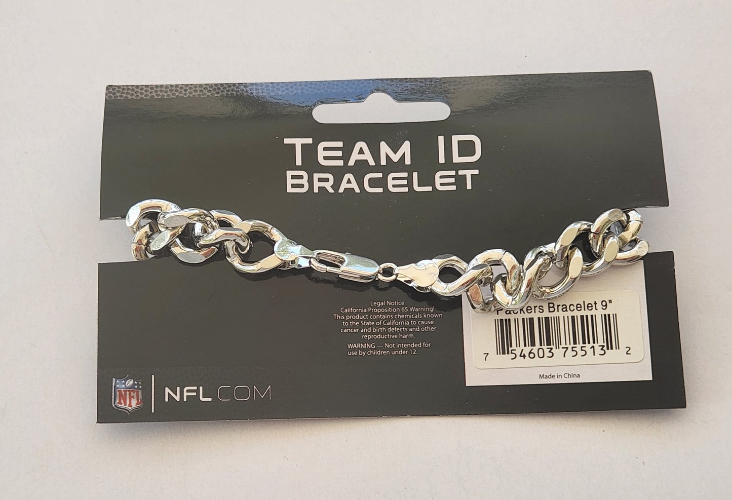 Green Bay Packers 9" Heavy Duty Metal Link Team ID Bracelet NFL