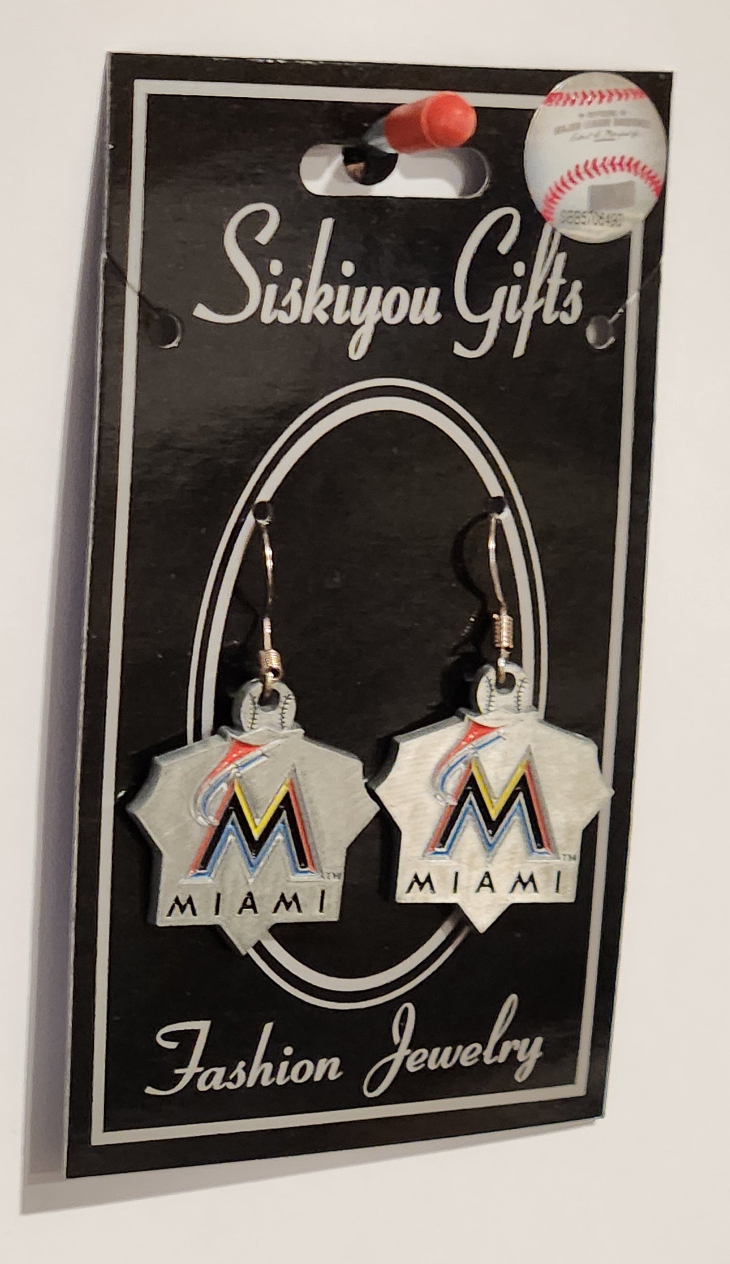 Miami Marlins Dangle Earrings Licensed MLB Baseball Jewelry