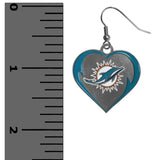 Miami Dolphins Heart Dangle Earrings NFL Football