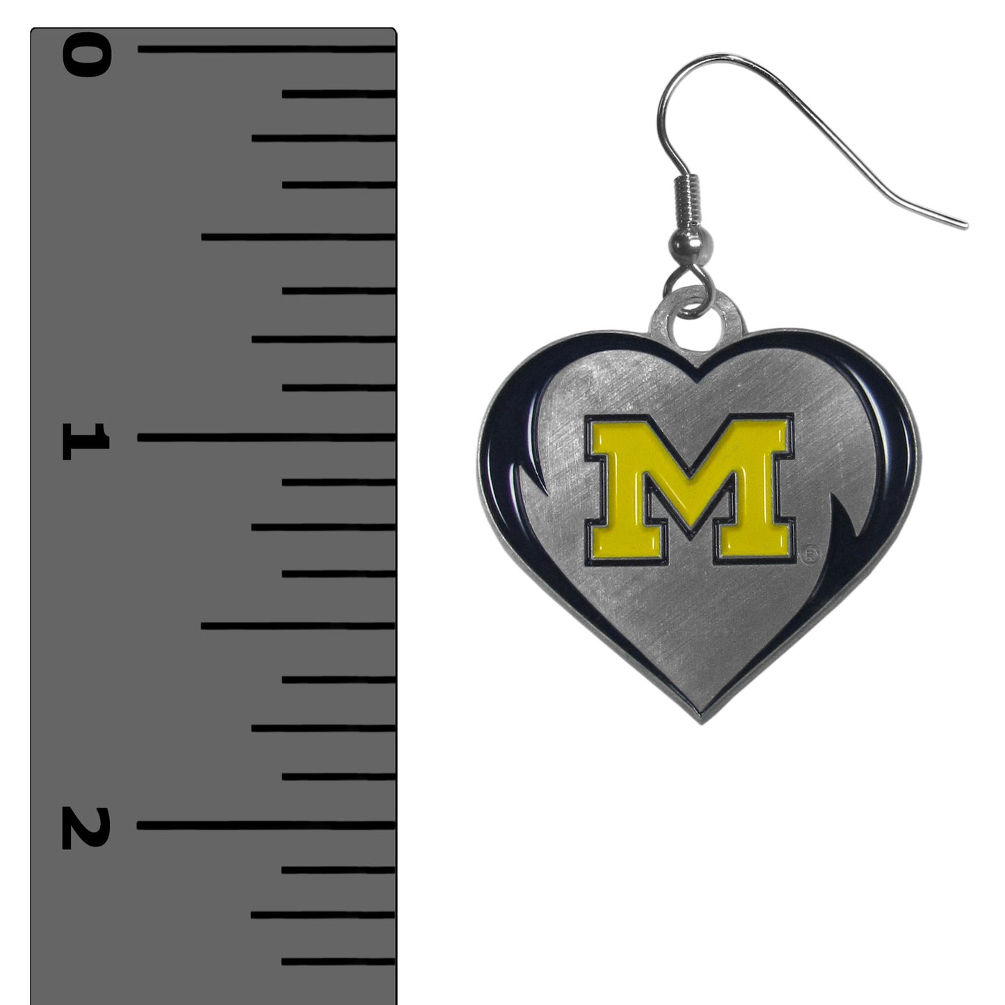 Michigan Wolverines Heart Dangle Earrings NCAA