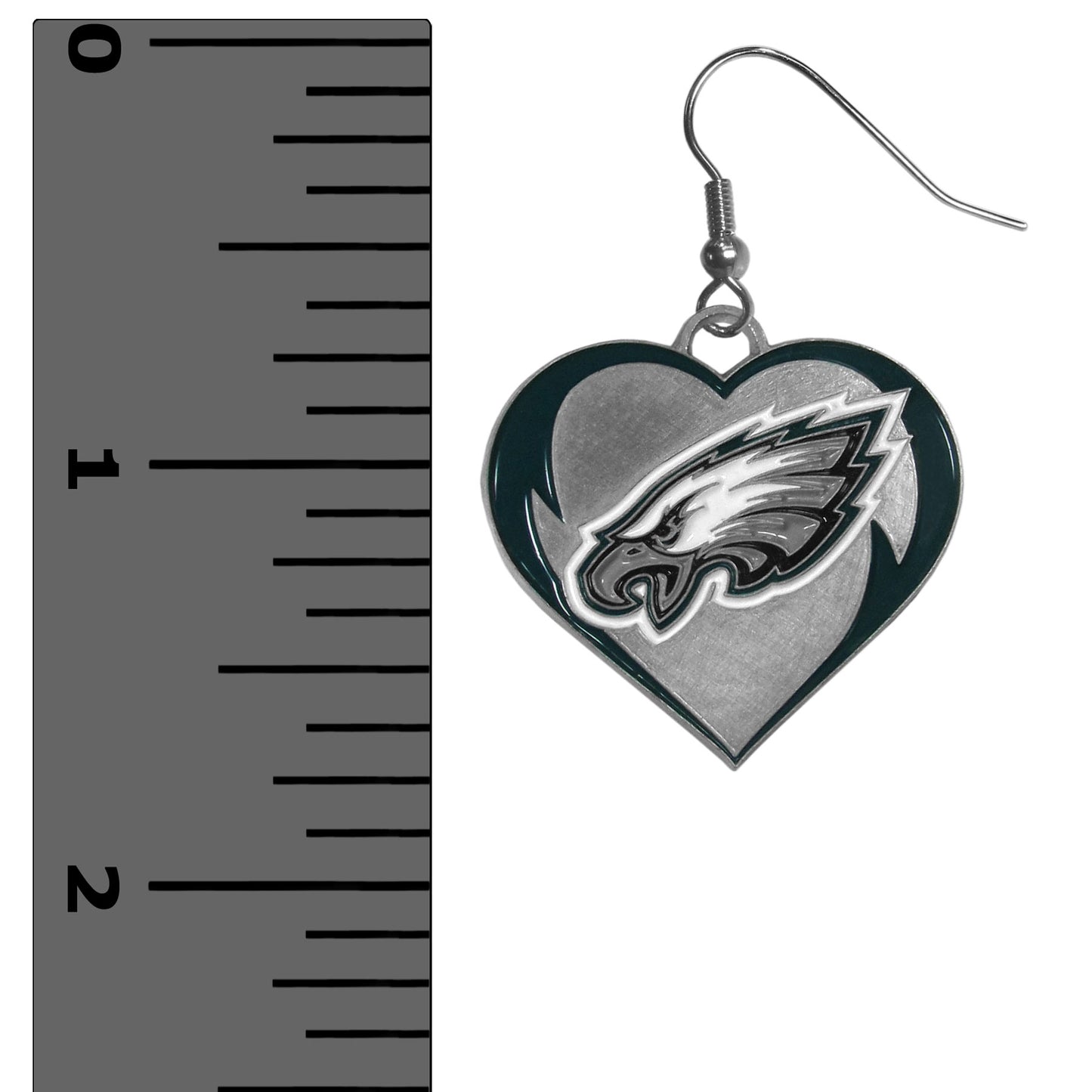 Philadelphia Eagles Heart Dangle Earrings NFL Football