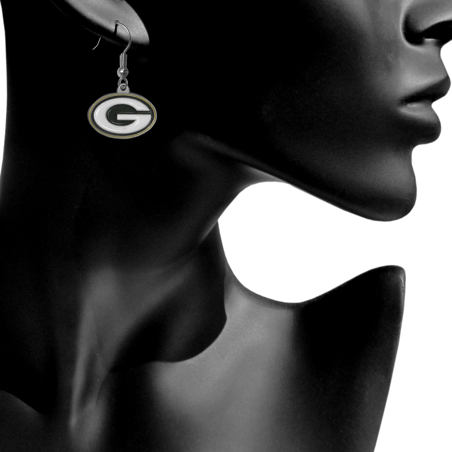 Green Bay Packers Dangle Earrings (Zinc) NFL Football