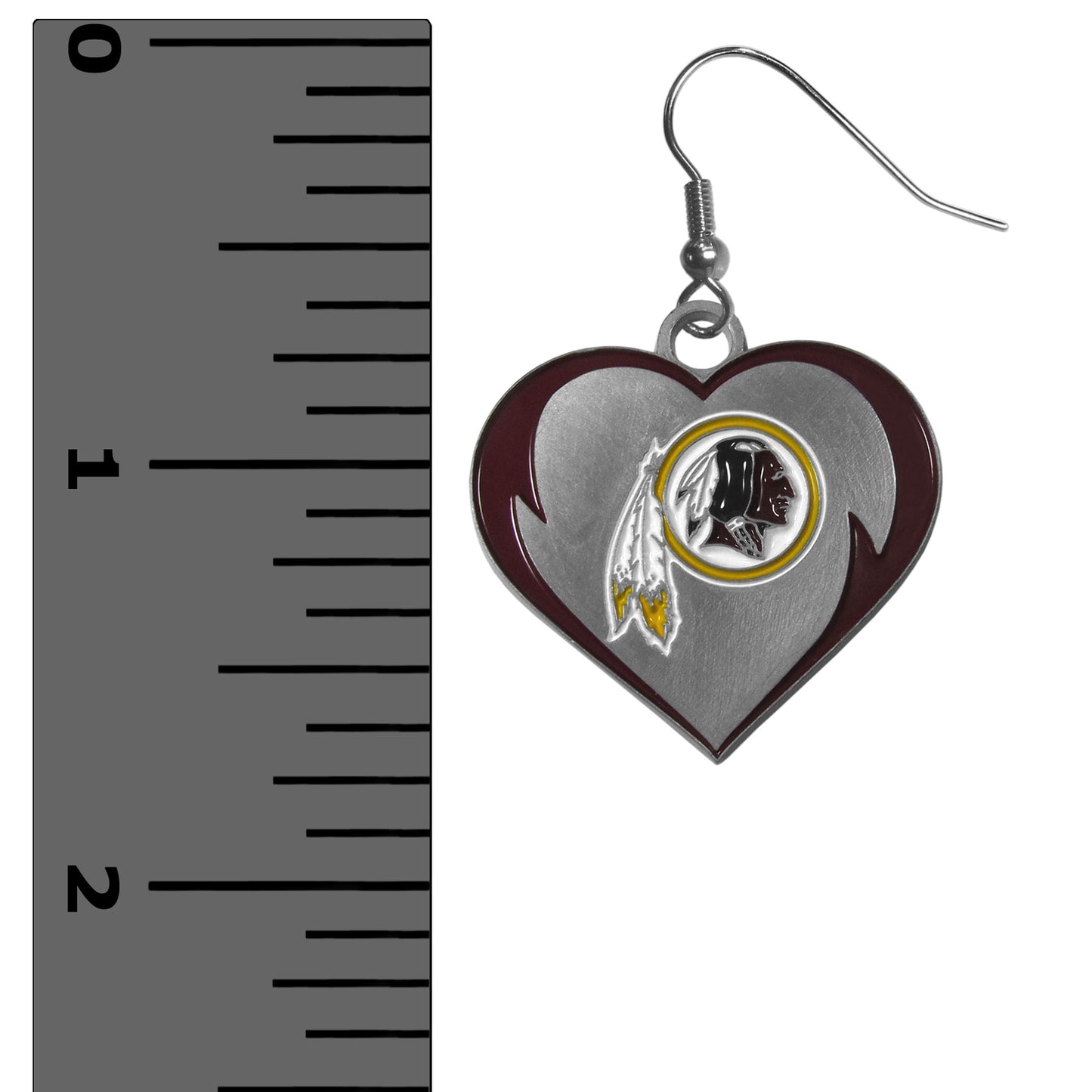 Washington Redskins Heart Dangle Earrings NFL Football