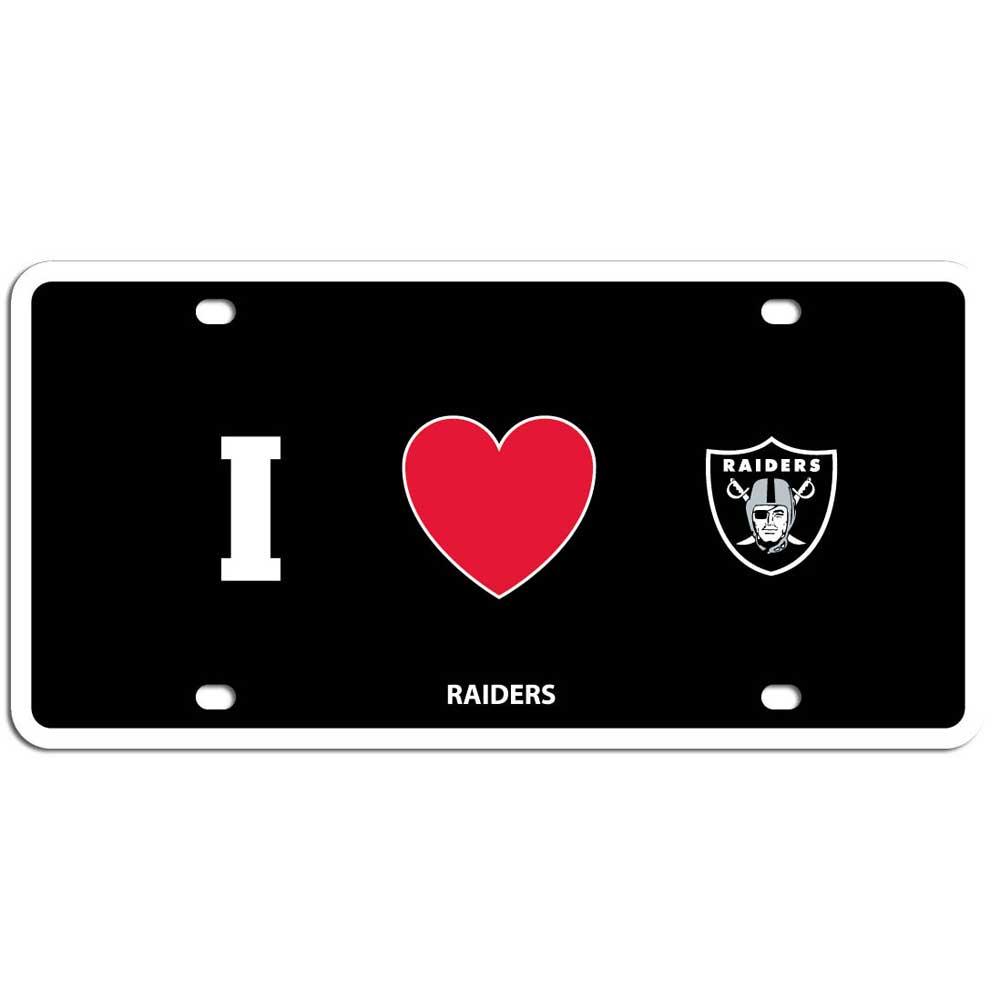 Las Vegas Raiders Styrene License Plate I Love (Heart) NFL Football