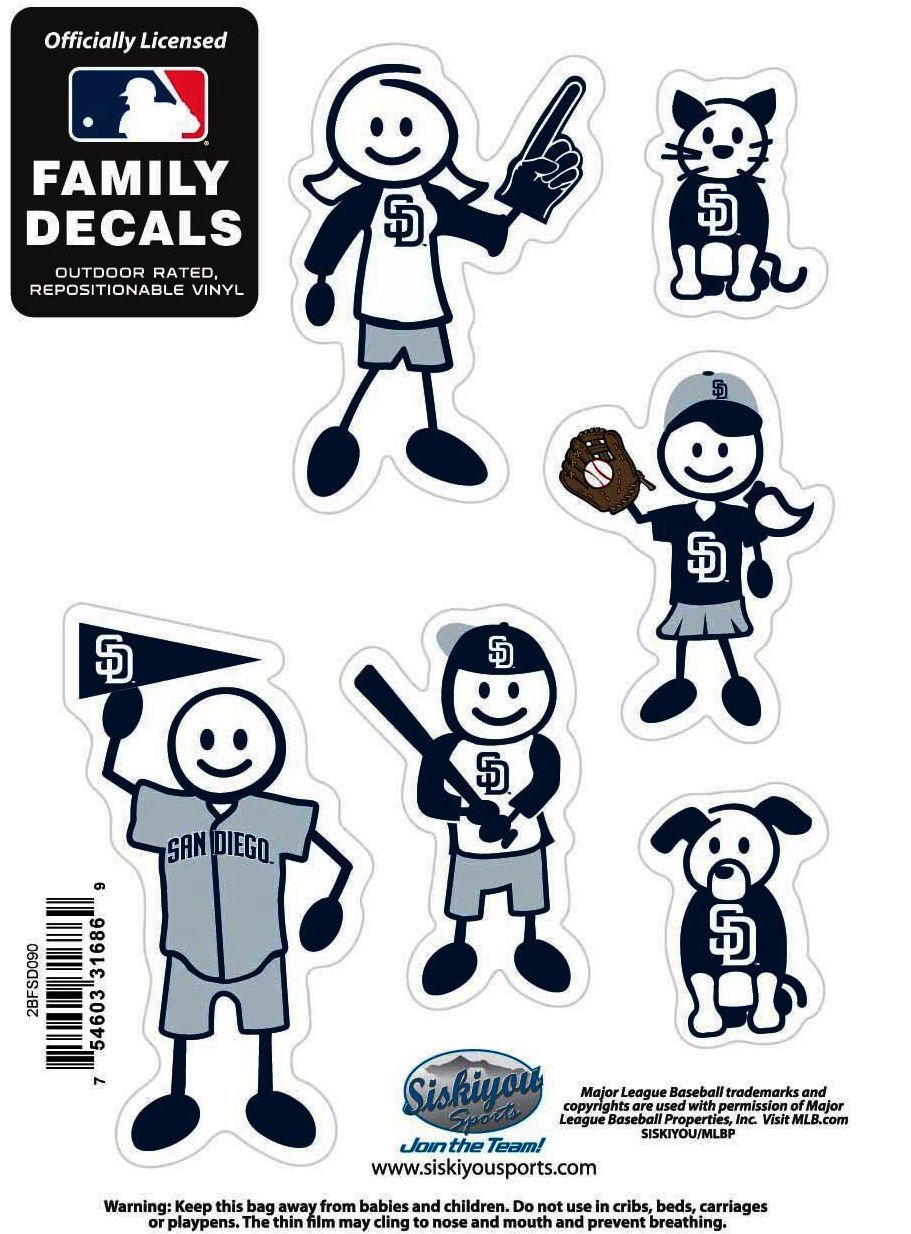 San Diego Padres Outdoor Rated Vinyl Family Decals MLB Baseball