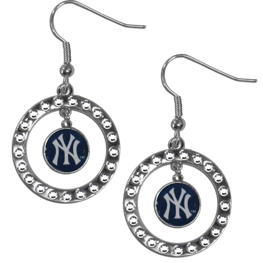 New York Yankees Hoop Earrings (Rhinestones) MLB Baseball