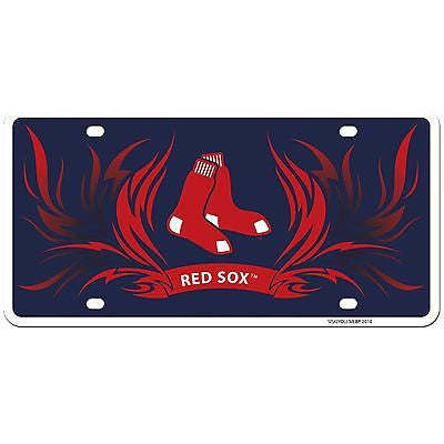 Boston Red Sox Styrene License Plate with Flames MLB