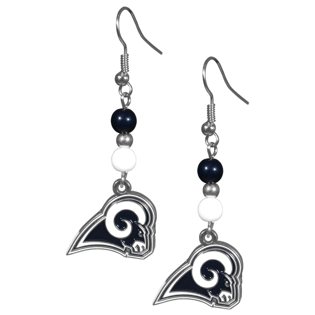 Los Angeles Rams Dangle Earrings (Fan Bead) NFL Football