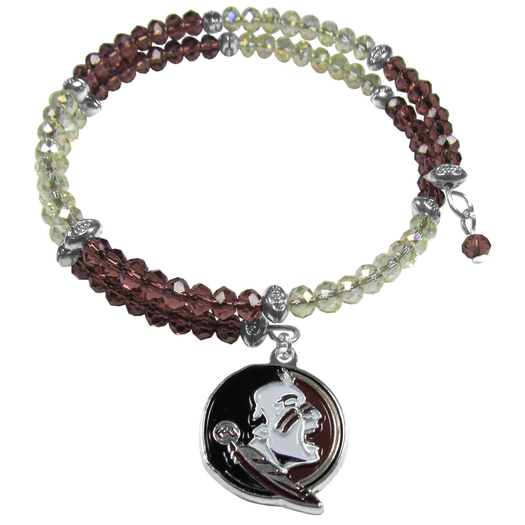 Florida State Seminoles Crystal Memory Wire Bracelet w/ Charm NCAA