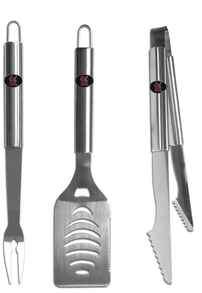 St. Louis Cardinals 3 Piece Stainless Steel BBQ Set MLB Baseball