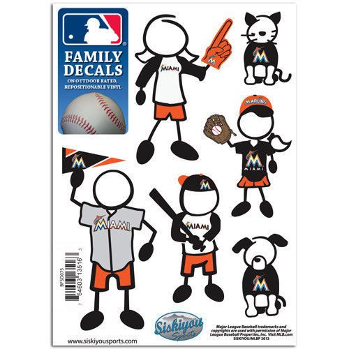 Miami Florida Marlins Outdoor Rated Vinyl Family Decals MLB Baseball