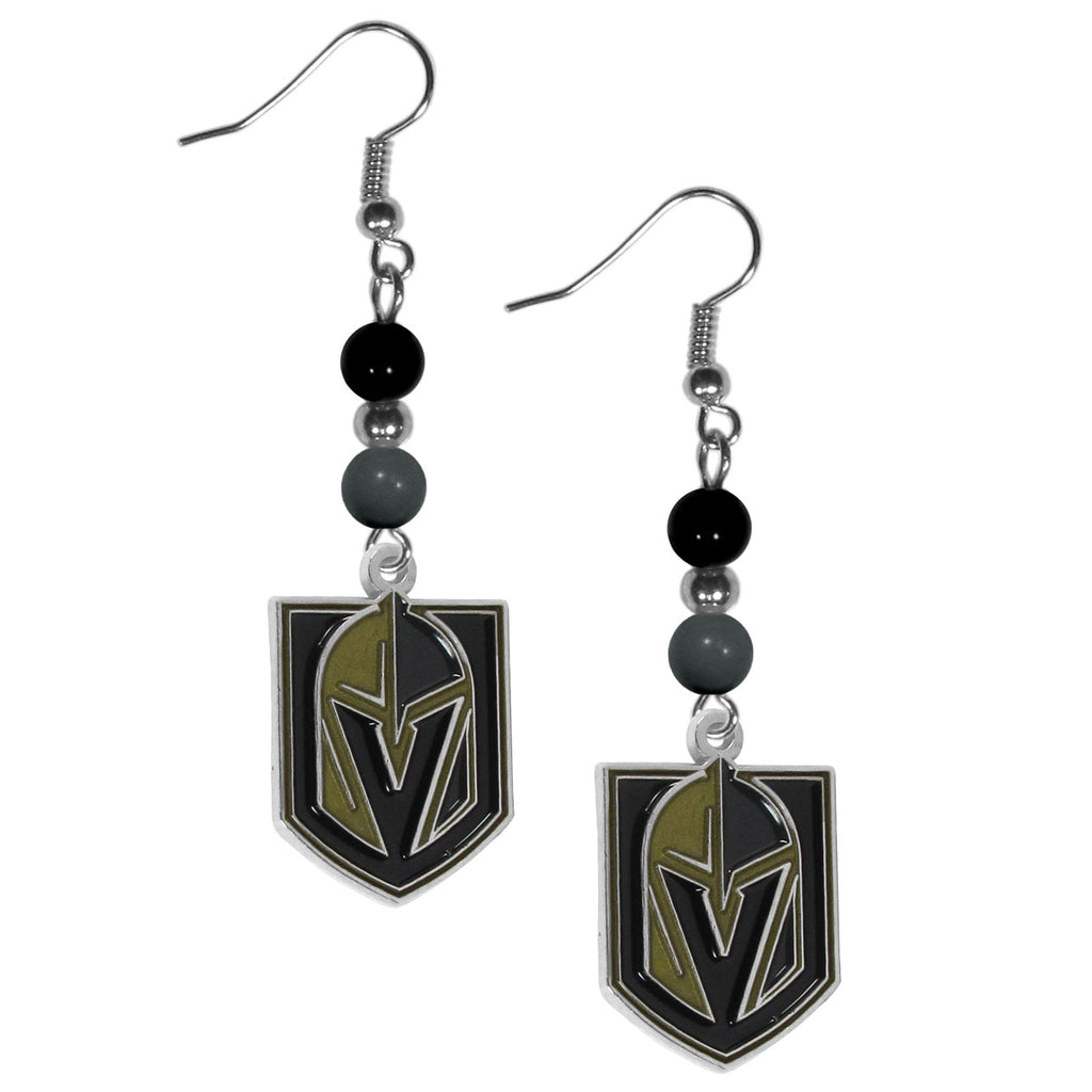 Vegas Golden Knights Dangle Earrings (Fan Bead) NHL Hockey Jewelry