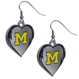 Michigan Wolverines Heart Dangle Earrings NCAA