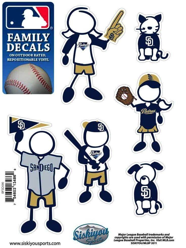 San Diego Padres Outdoor Rated Vinyl Family Decals MLB Baseball