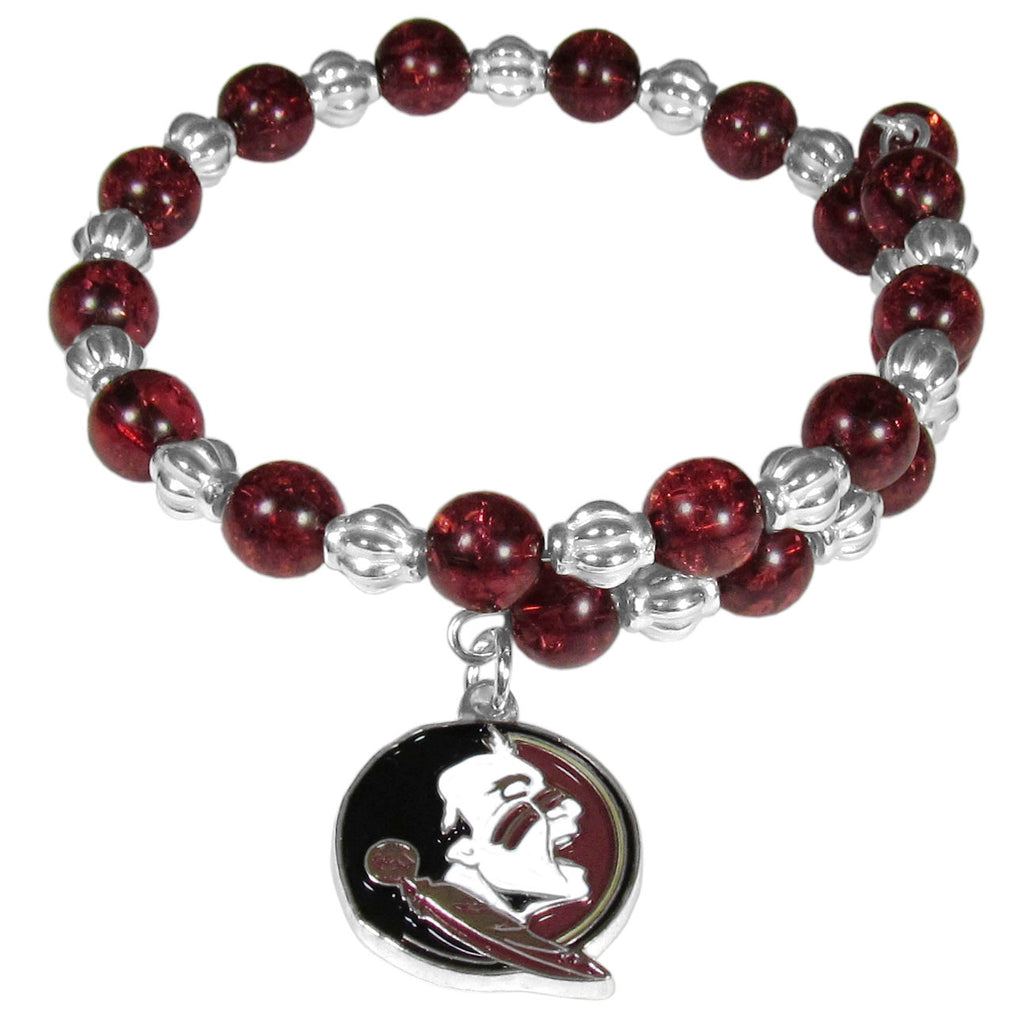 Florida State Seminoles Bead Memory Wire Bracelet w/ Charm NCAA