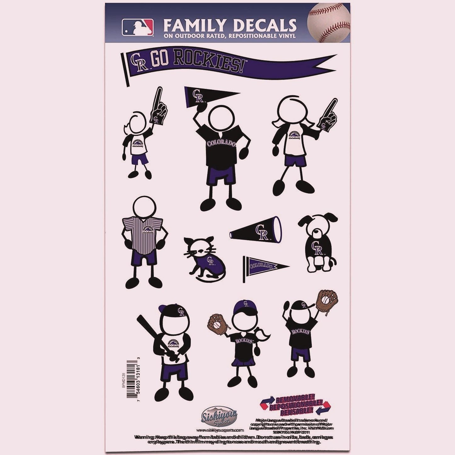 Colorado Rockies Outdoor Rated Vinyl Family Decals MLB Baseball