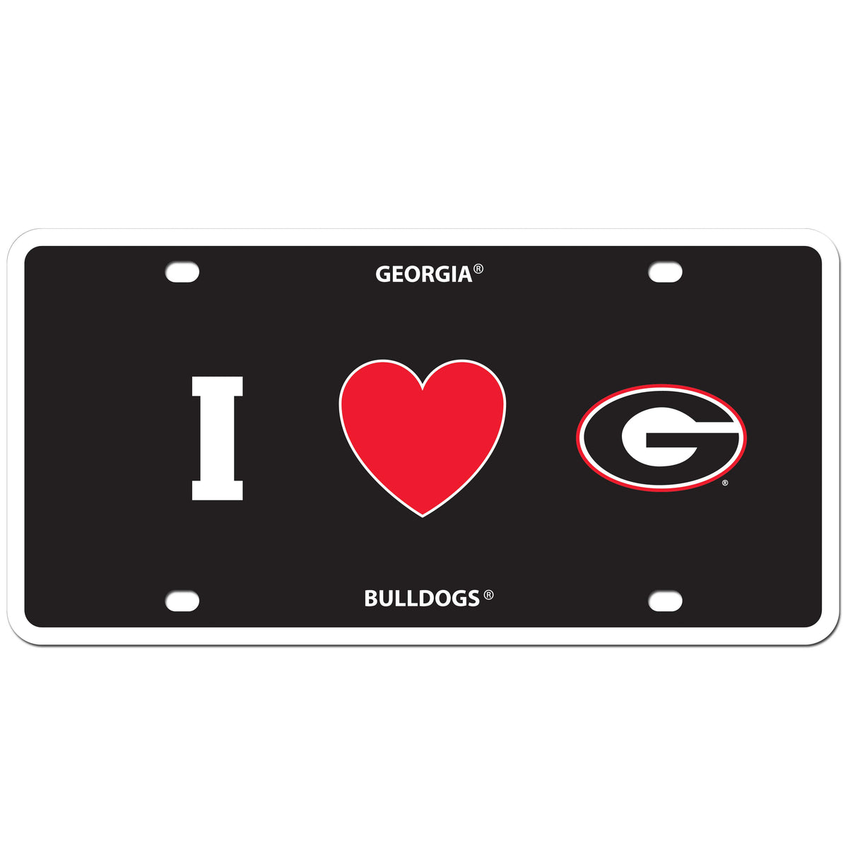 Georgia Bulldogs Styrene License Plate I Love (Heart) Team Logo NCAA