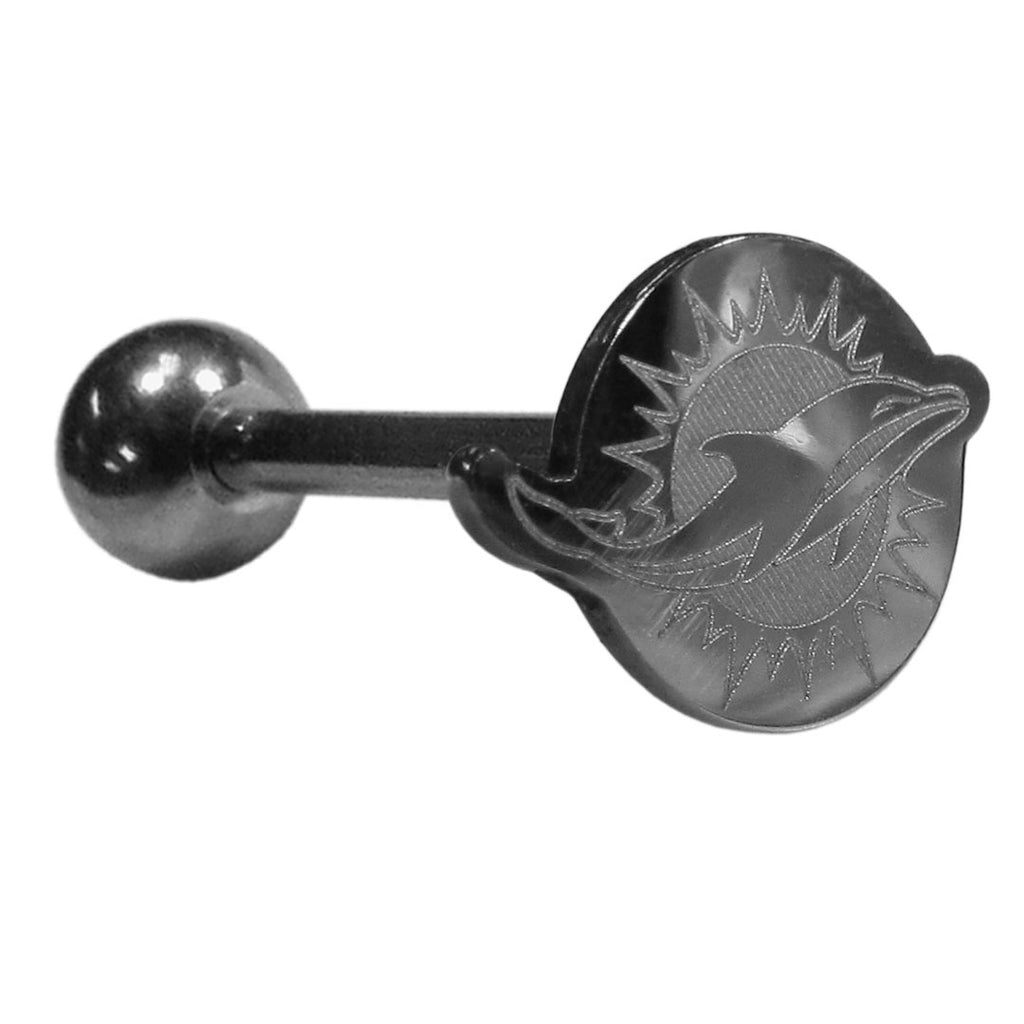 Miami Dolphins Barbell Tongue Ring (Etched Logo) NFL Jewelry