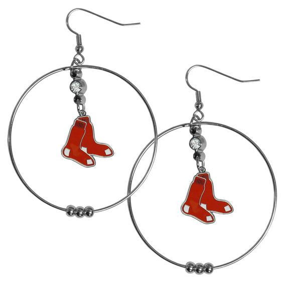 Boston Red Sox 2 inch Hoop Earrings MLB Licensed Baseball Jewelry