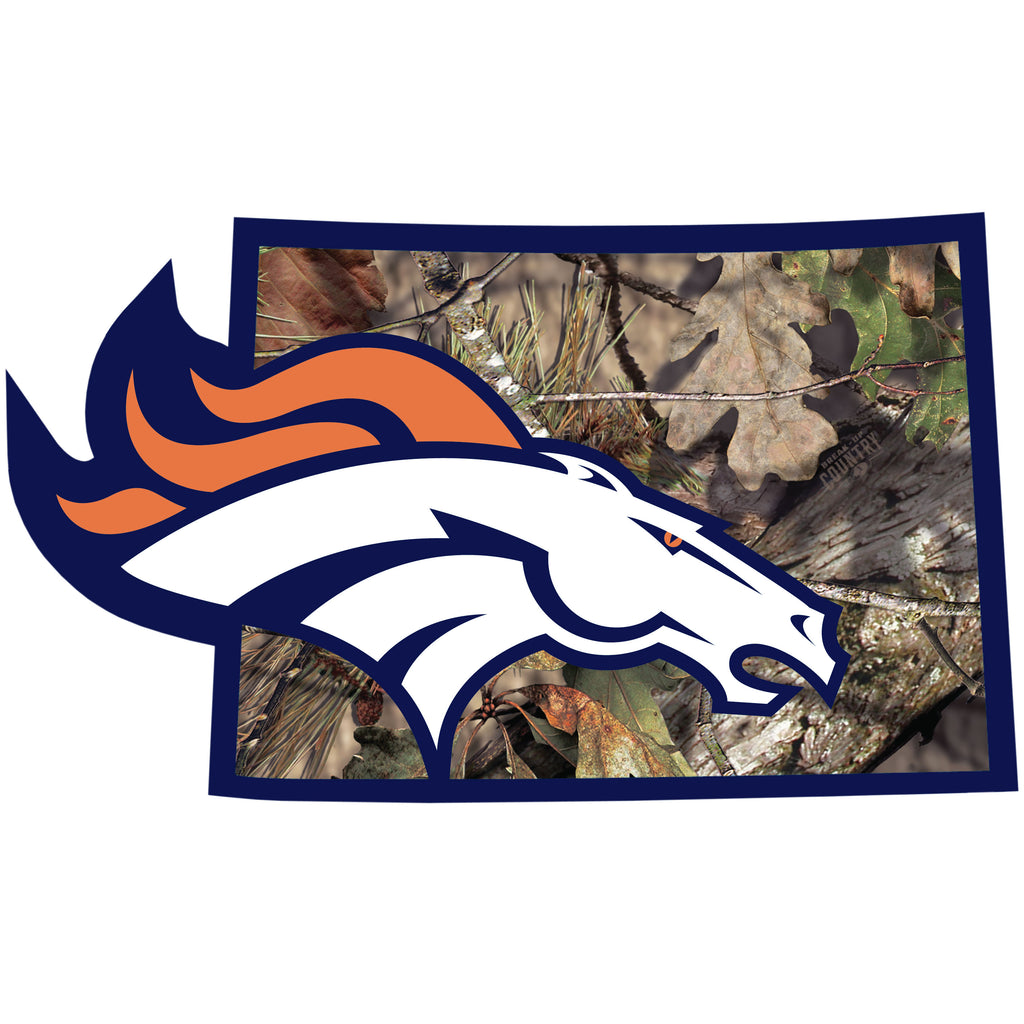 Denver Broncos Mossy Oak Camo Vinyl Auto Decal (NFL) Colorado State Shape