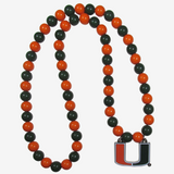 Miami Hurricanes Fan Bead Necklace w/ Team Logo - NCAA