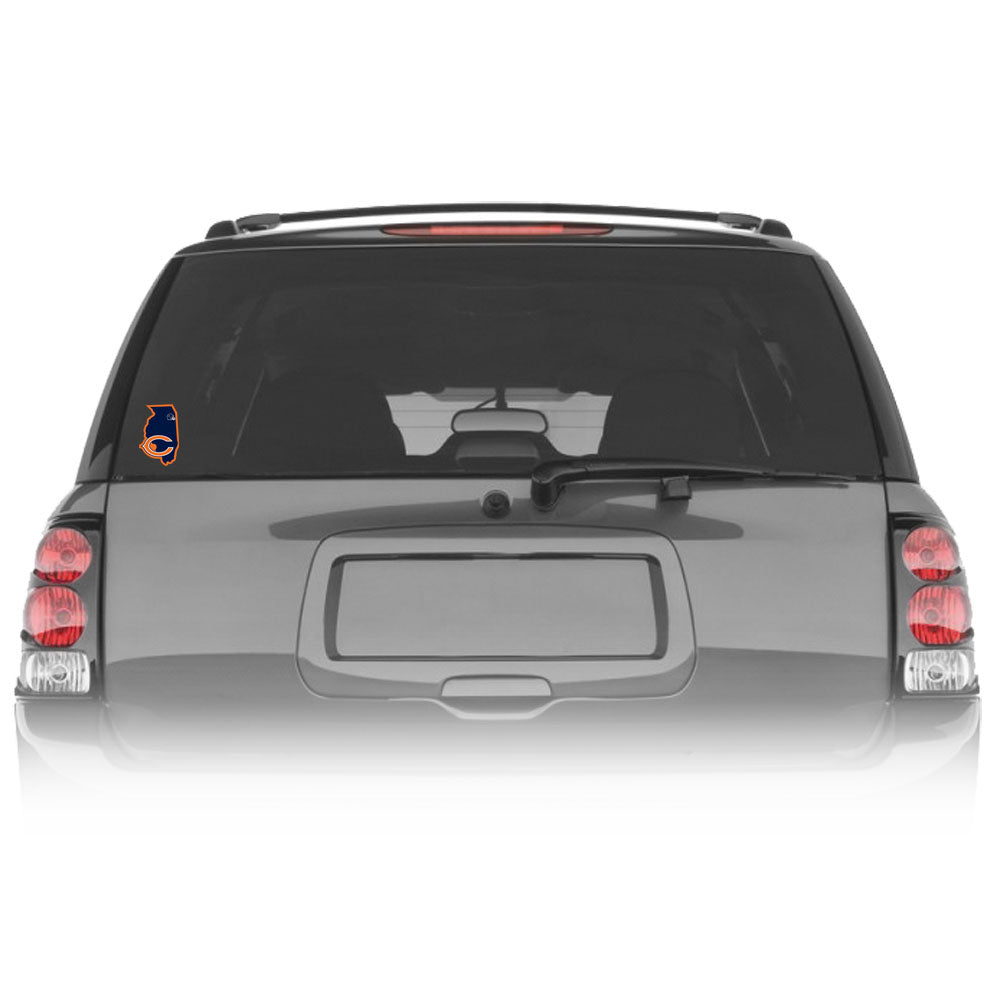 Chicago Bears Home State Vinyl Auto Decal (NFL) Illinois Shape w/ Helmet