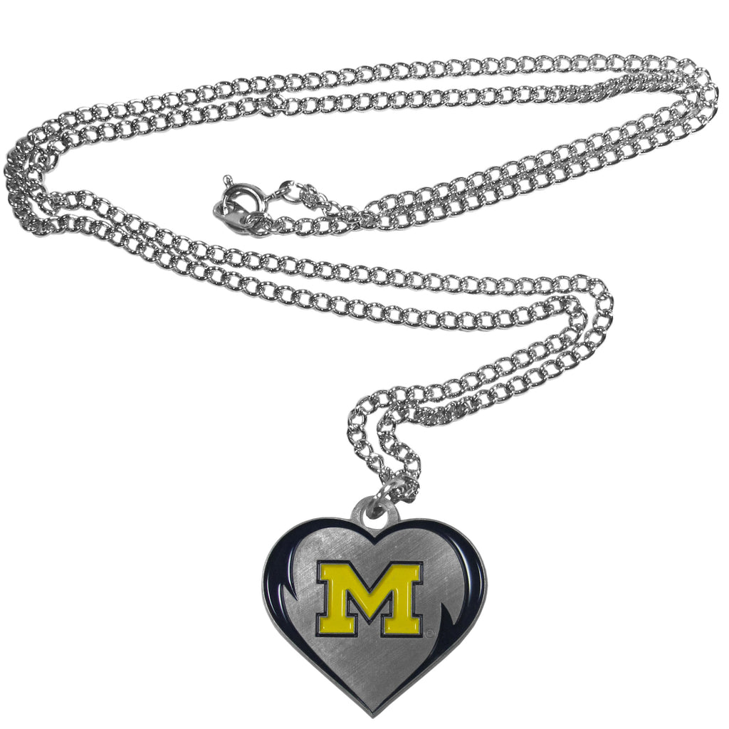 Michigan Wolverines 22" Chain Necklace with Metal Heart Logo Charm (NCAA)