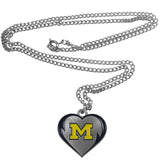 Michigan Wolverines 22" Chain Necklace with Metal Heart Logo Charm (NCAA)