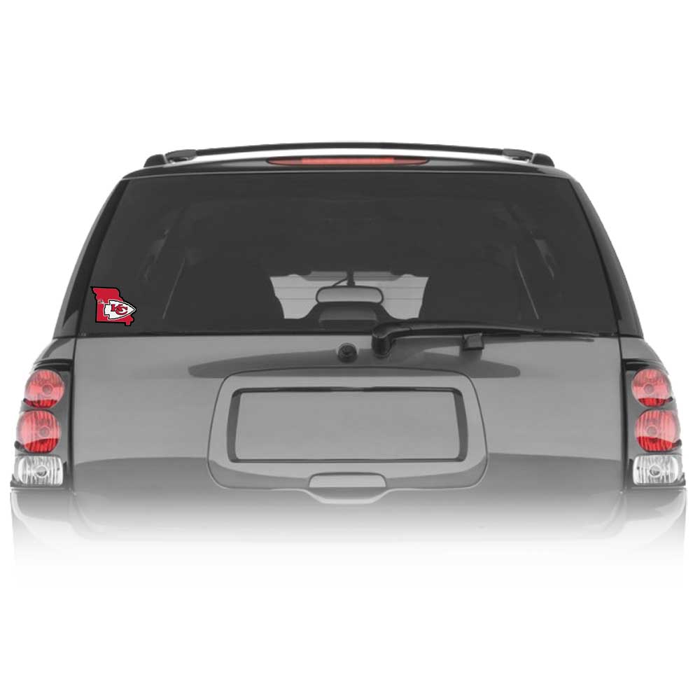 Kansas City Chiefs Home State Vinyl Auto Decal (NFL) Missouri Shape w/ Helmet