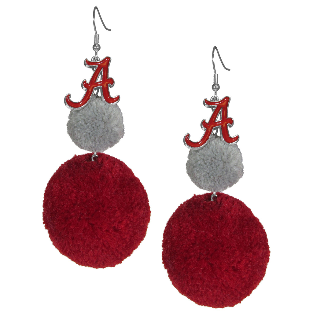 Alabama Crimson Tide Dangle Pom Pom Earrings (NCAA)