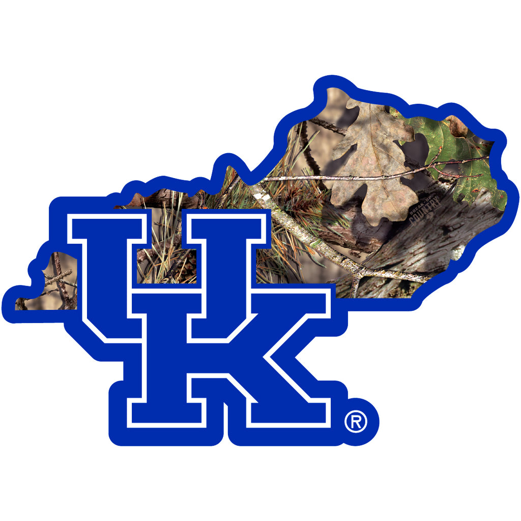 Kentucky Wildcats Mossy Oak Camo State Shape Vinyl Auto Decal NCAA