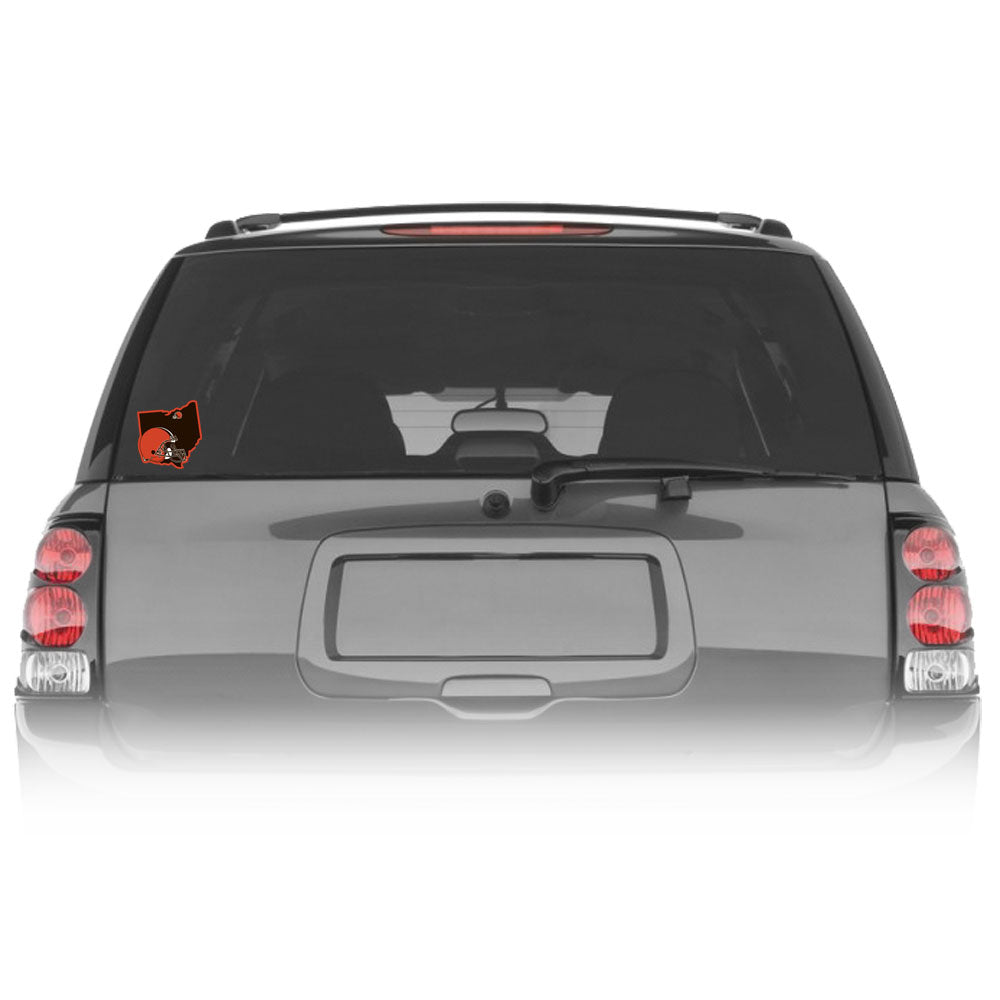 Cleveland Browns Home State Vinyl Auto Decal (NFL) Ohio Shape w/ Helmet