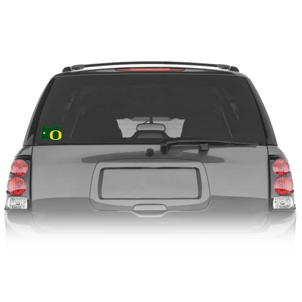 Oregon Ducks Home State Vinyl Auto Decal (NCAA) Oregon Shape w/Helmet