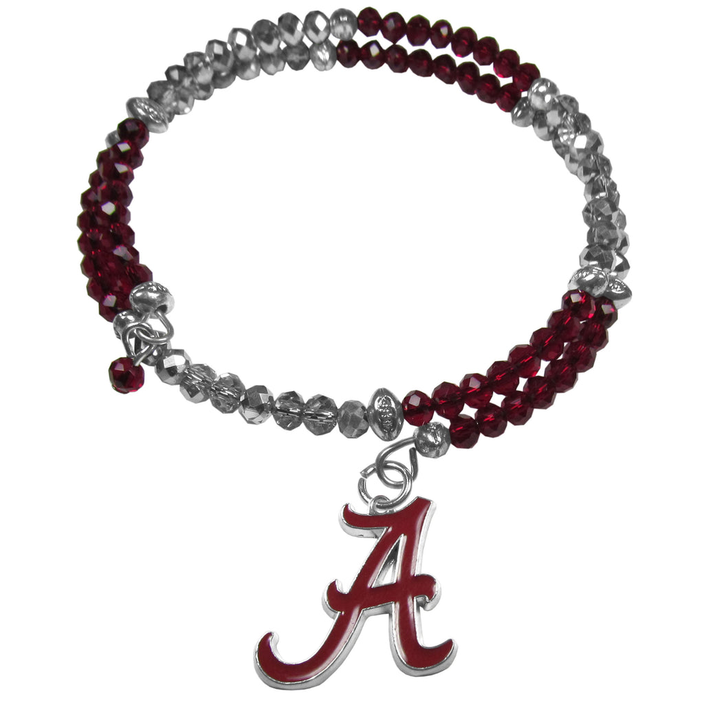 Alabama Crimson Tide Crystal Memory Wire Bracelet w/ Charm NCAA