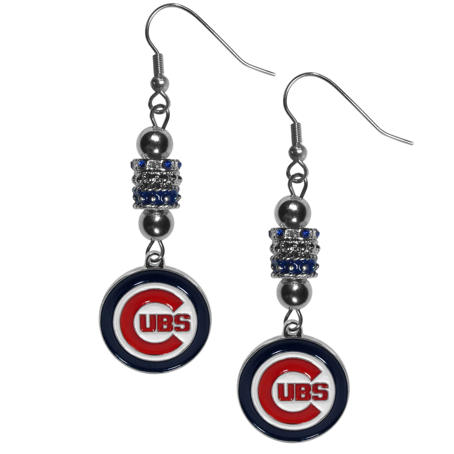 Chicago Cubs Dangle Earrings (Euro Bead) MLB