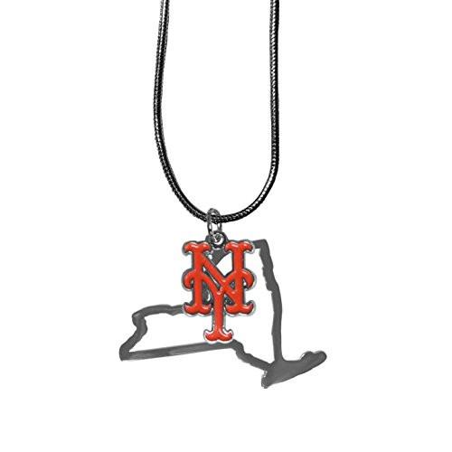 New York Mets State Shape Charm w/ Team Logo Chain Necklace MLB Licensed Jewelry