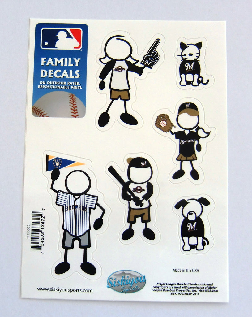 Milwaukee Brewers Outdoor Rated Vinyl Family Decals MLB Baseball