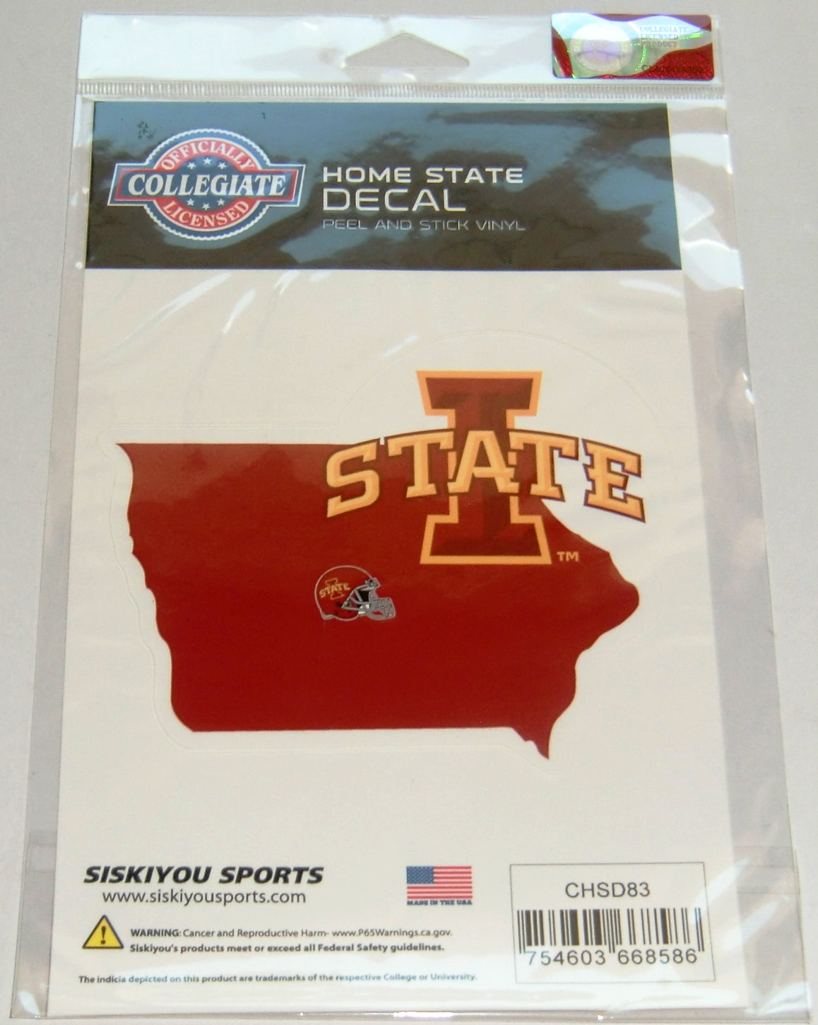Iowa State Cyclones Home State Vinyl Auto Decal NCAA Football