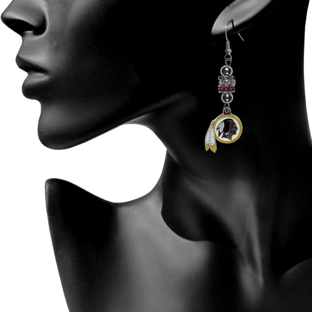 Washington Redskins Dangle Earrings (Euro Bead) NFL Football