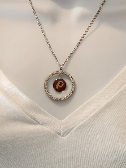 Washington Redskins 18" Chain Necklace with Rhinestone Hoop & Logo NFL