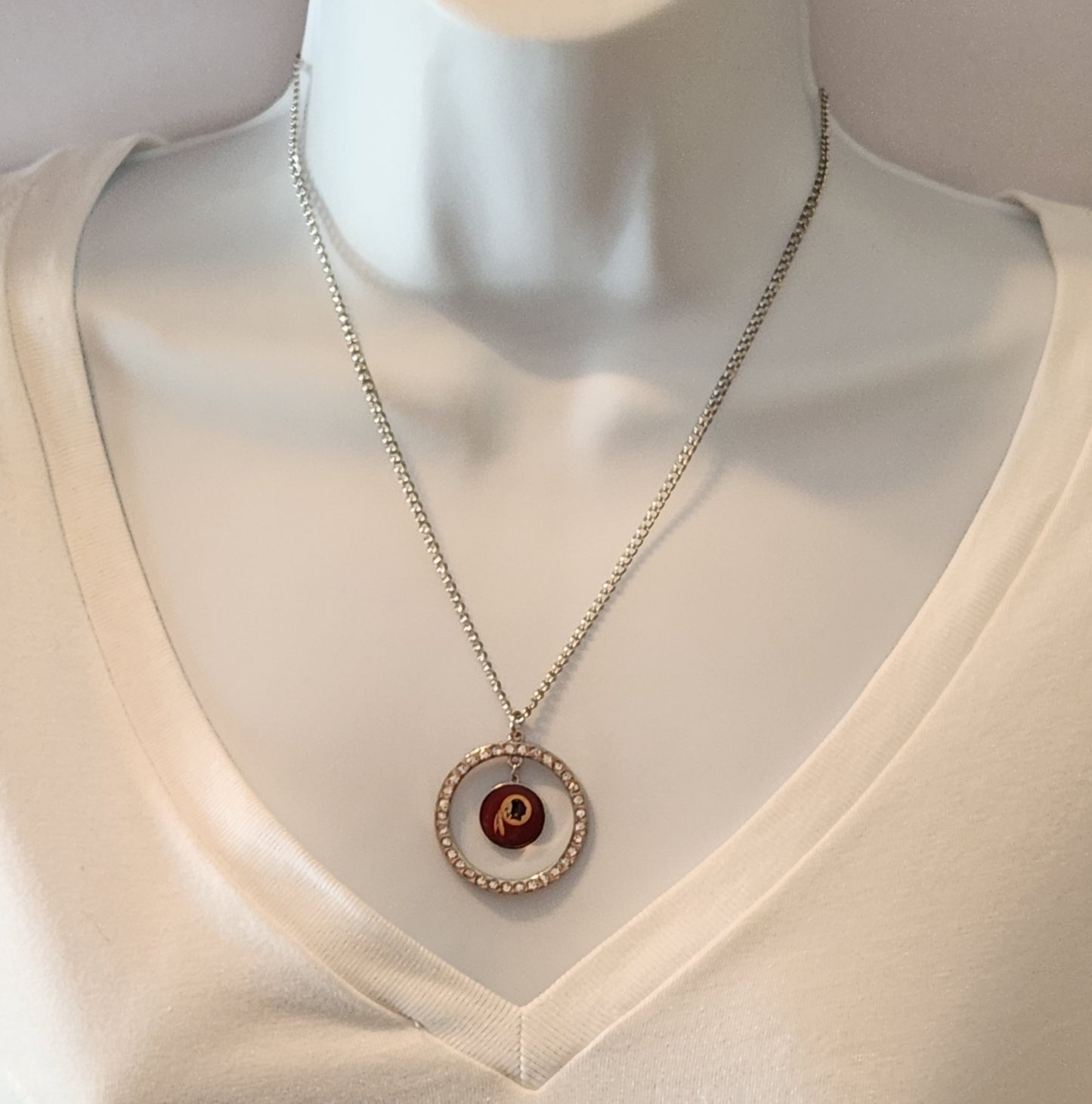 Washington Redskins 18" Chain Necklace with Rhinestone Hoop & Logo NFL