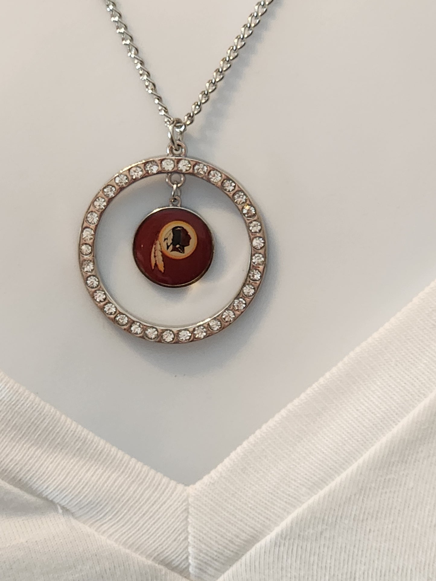 Washington Redskins 18" Chain Necklace with Rhinestone Hoop & Logo NFL