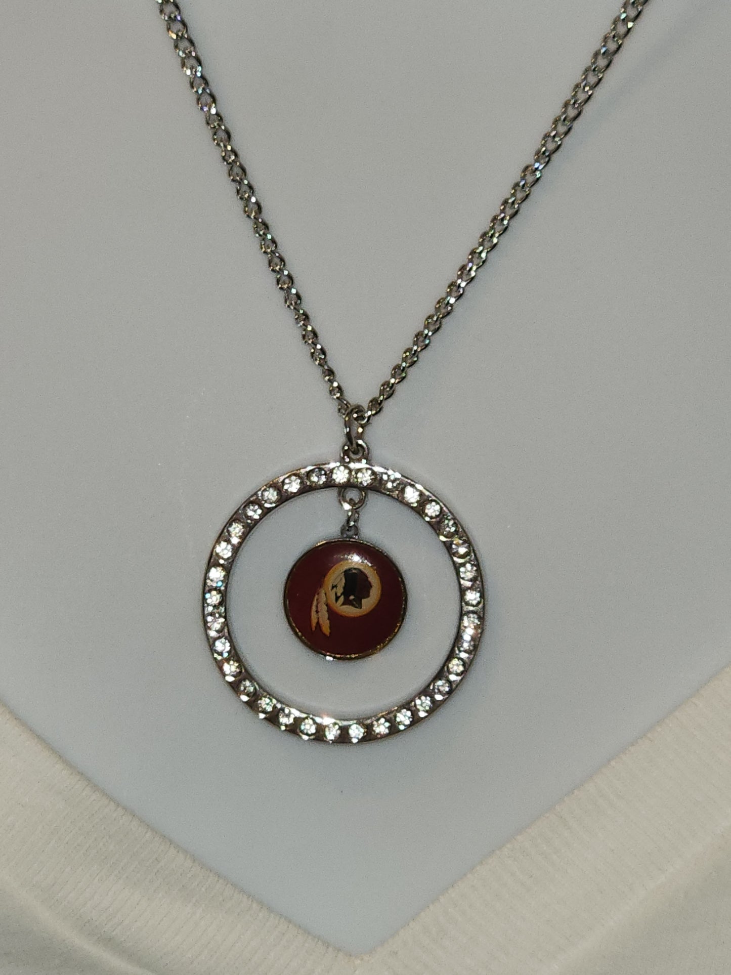 Washington Redskins 18" Chain Necklace with Rhinestone Hoop & Logo NFL