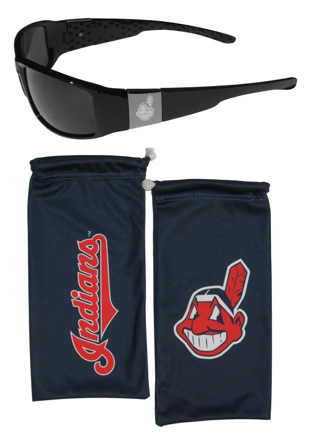 Cleveland Indians Chrome Wrap Sunglasses with Microfiber Bag (MLB)