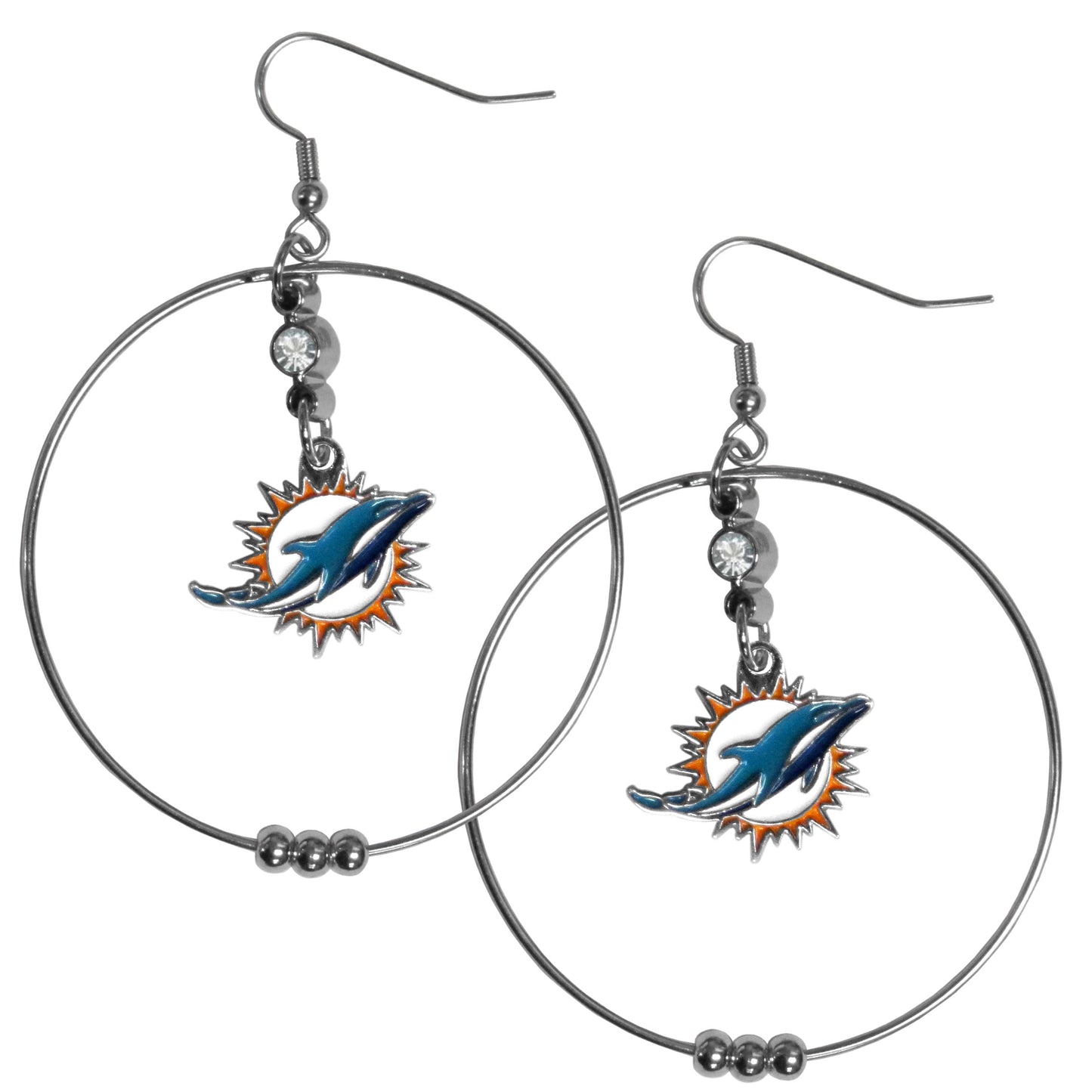 Miami Dolphins 2 inch Hoop Earrings NFL Licensed Football Jewelry