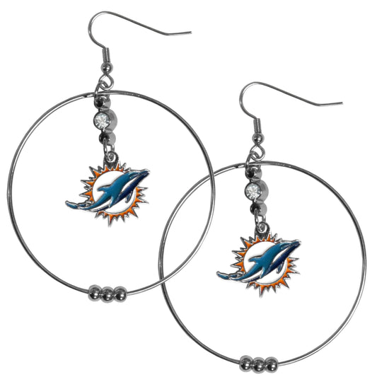 Miami Dolphins 2 inch Hoop Earrings NFL Licensed Football Jewelry