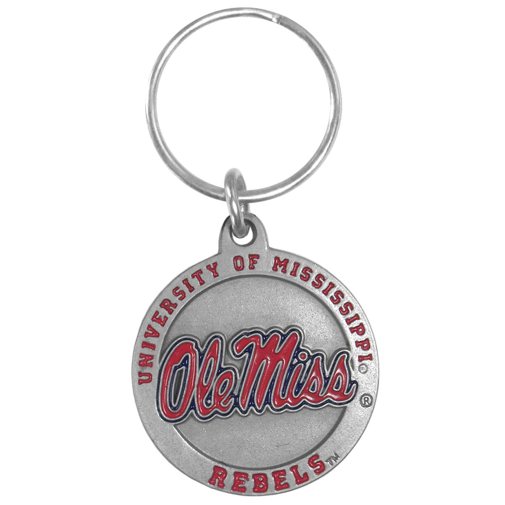Mississippi Rebels Ole Miss 3-D Metal Key Chain NCAA Licensed (Round)